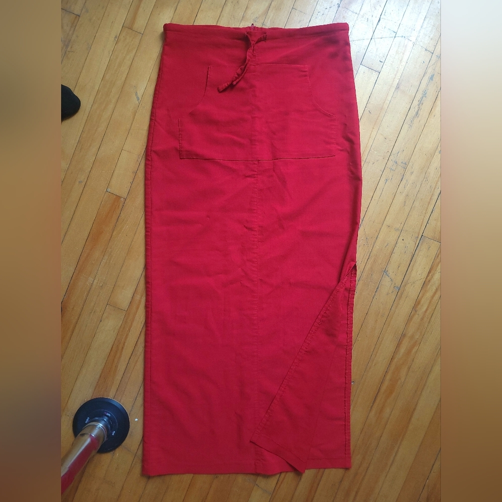 Parisian Red Maxi Skirt With Slit